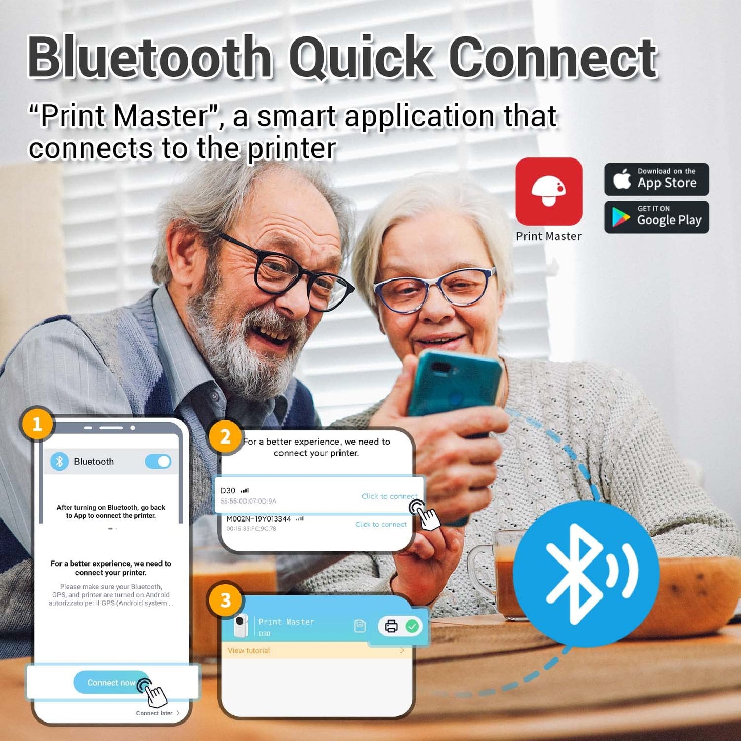 Phomemo D30 Etichettatrice Bluetooth, Mini Etichettatrice Etichette Adesive, Stampante Termica per iOS & Android,Bluetooth Stampante Etichette Autoadesive per La Casa, L'ufficio e la Scuola - Nero