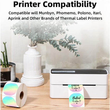 Phomemo 2 inch ronde laser Dazzle etiketten, 400 etiketten/rol, compatibel met MUNBYN, Phomemo, Polono labelprinter, BPA-vrije verzendlabels, zelfklevende thermische etiketten voor logo, code