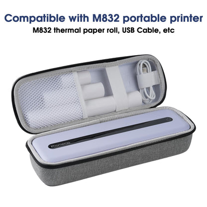 Phomemo Carrying Bag, Compatible with M832 Portable Printer, Storage Holder Paper & USB Cable, for Wireless Mobile Travel Printer(Box Only), Grey