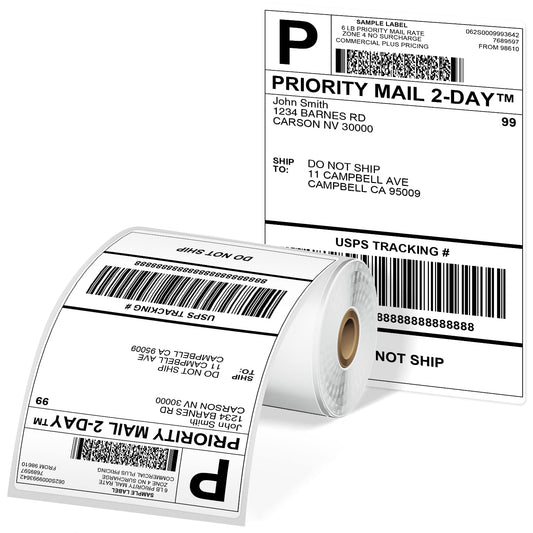Phomemo 4x6 Label Stickers Roll for Thermal Label Printer - 100pcs White Shipping Labels - Commercial Grade Thermal Printer Label for Small Business Supplies - Water/Oilproof 4x6 Thermal Printer Paper