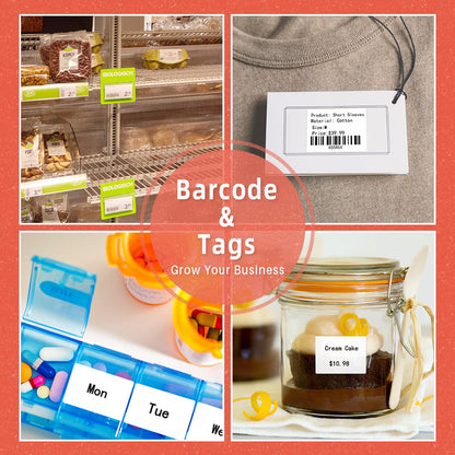 960 pcs Thermal Sticker Barcode Label Paper, Phomemo Multi-Purpose Self-Adhesive Tag for M110/M110S/M120/M200/M220 Label Maker Machine, 1.18'' x 0.78''(30X 20mm), 320 Labels/Roll, Black on White