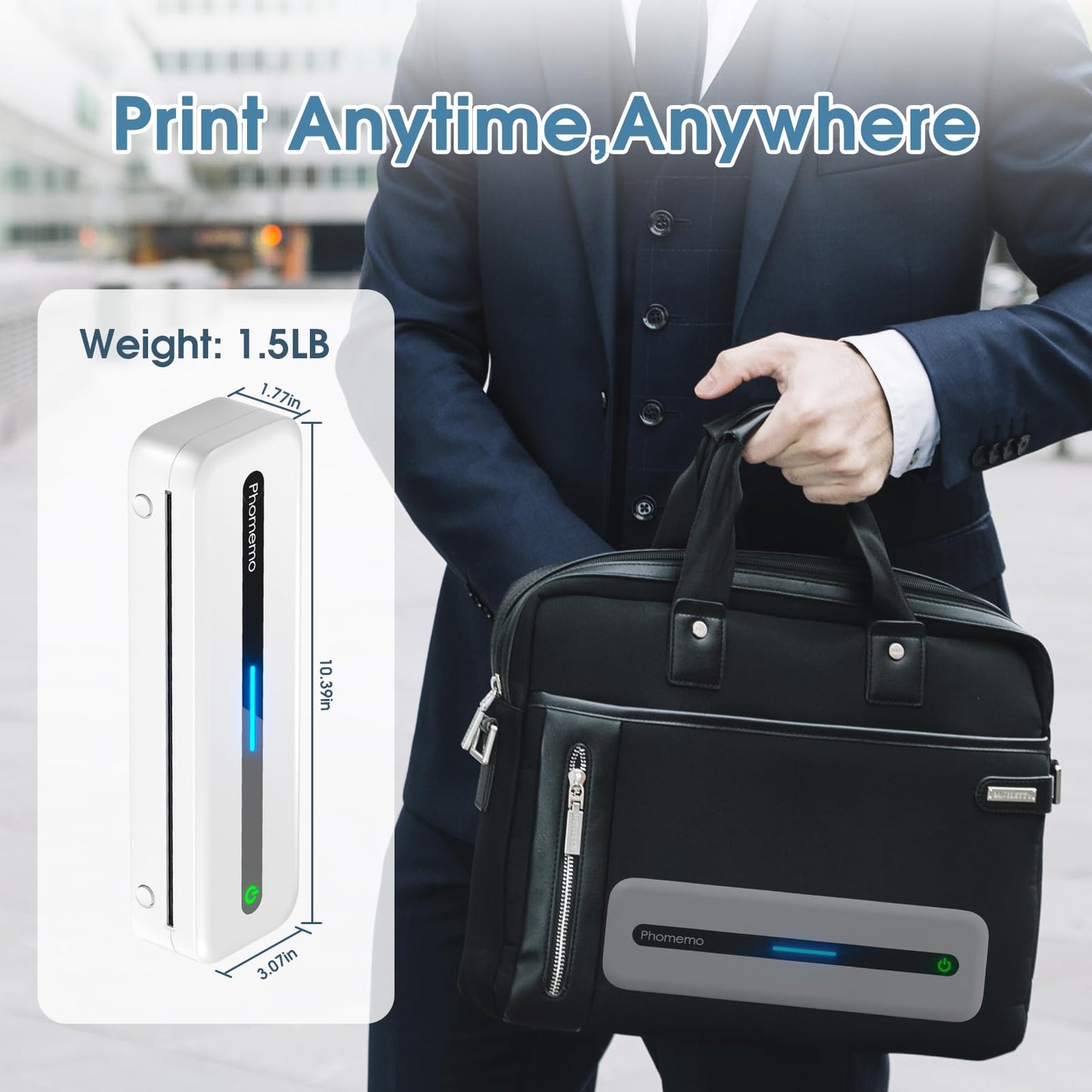 Phomemo Portable Thermal Printer, M832 Wireless Bluetooth Printer, Inkless Printer for Phone Laptop, Support 8.5'' X 11''/A4/2.08''/3.15''/4.33'' Thermal Paper, Small Travel Printer for Car Office Home