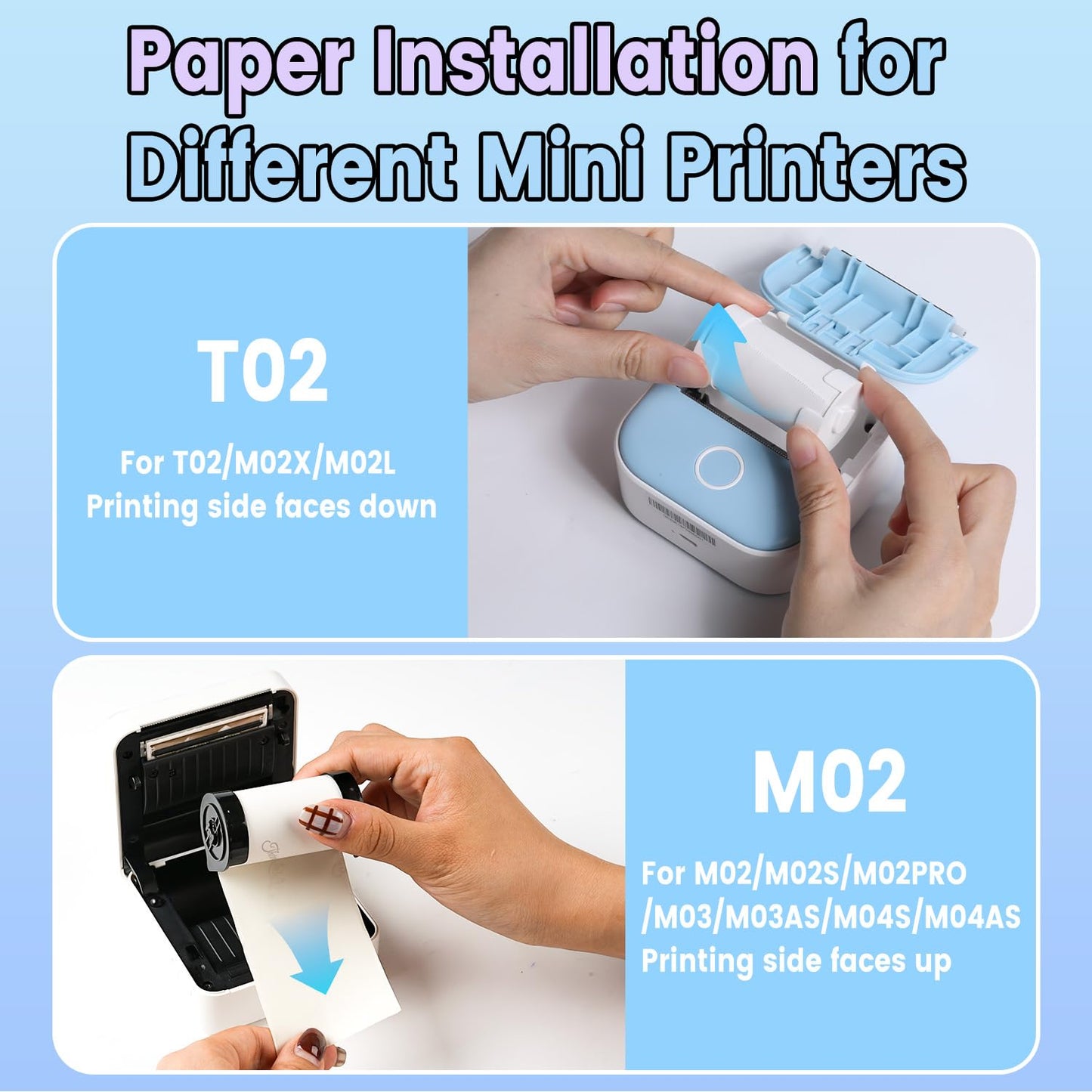 Papier thermique autocollant Phomemo pour mini imprimante thermique M02/M02S/M02Pro/M03/M03AS/M04S/M04AS, 53 mm x 3,5 m, papier imprimante blanc/transparent/semi-transparent, 3 rouleaux