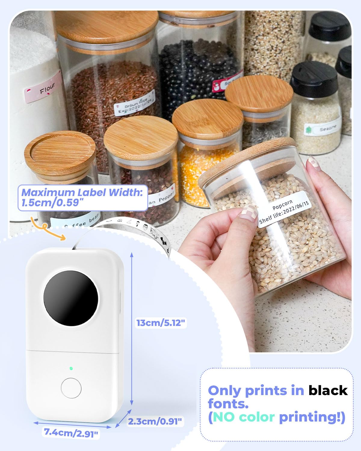 Phomemo D30 etiket yaz?c?s?, kendinden yap??kanl? etiketleme cihaz?, mini etiket yaz?c?s?, ta??nabilir etiket yaz?c?, Bluetooth etiket yaz?c?, iOS ve Android i?in termal etiket yaz?c?s?, etiketli,