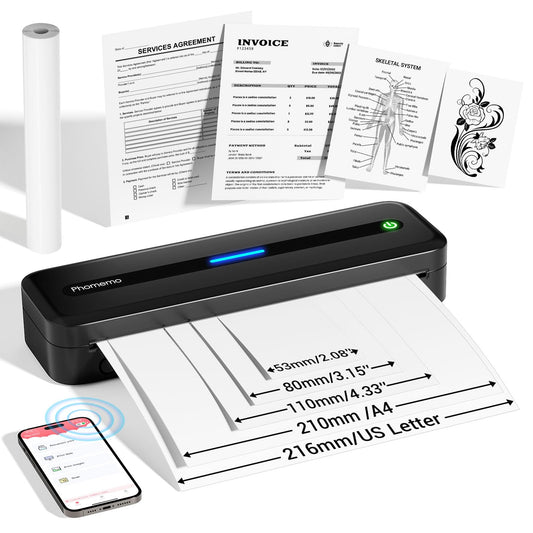 Phomemo Portable Printers Wireless for Travel, M832 Bluetooth Thermal Printer, Inkless Mobile Printer Support 8.5'' x 11'' & A4 Thermal Paper, Compatible with iPhone Android Laptop for Office Car Home