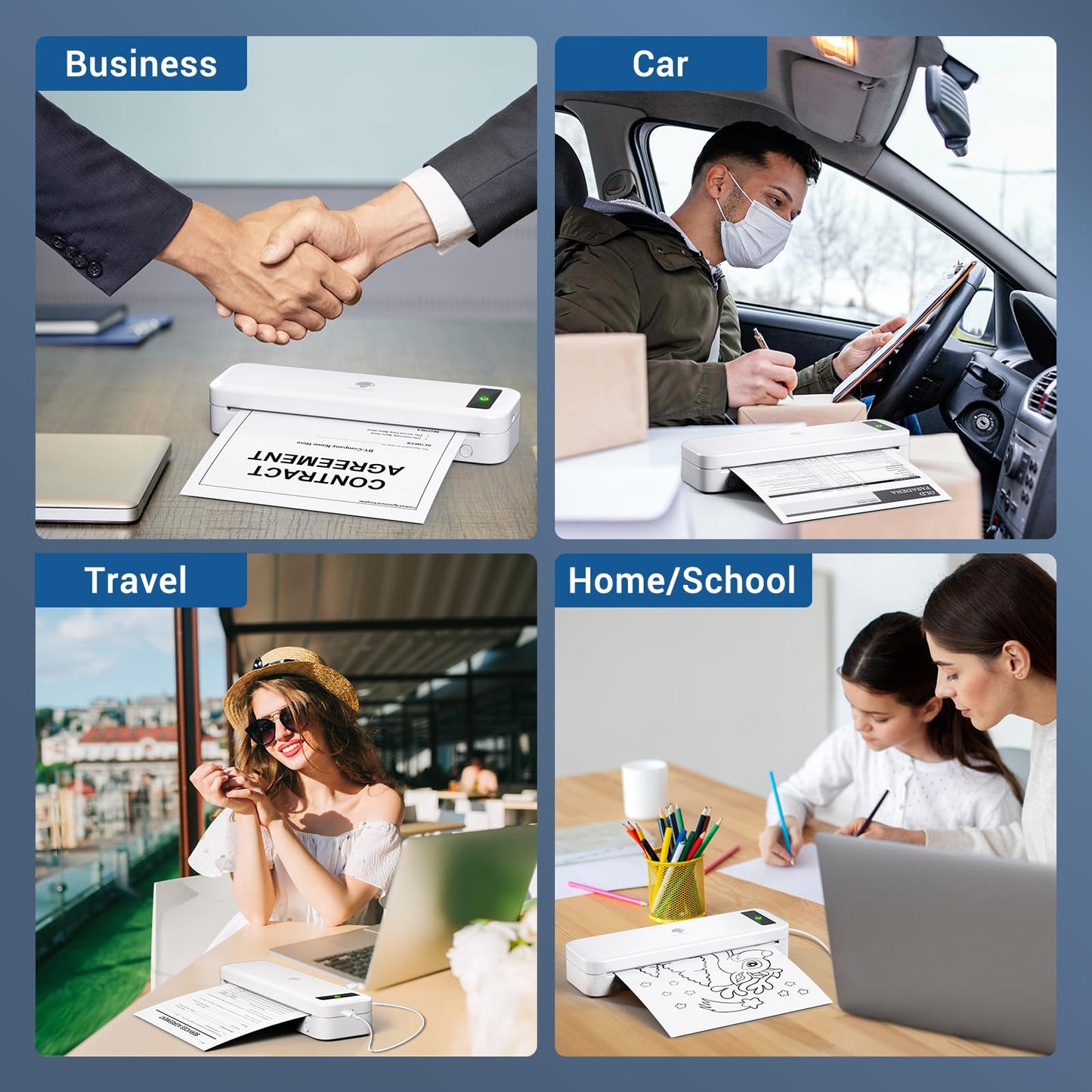 Phomemo Portable Printers Wireless for Travel, Inkless Printer Thermal M835, Mobile Printer Bluetooth Support 8.5''/A4/4.33''/3.15''/2.08'' Thermal Paper Roll, Compact Printer Compatible with iOS&Android