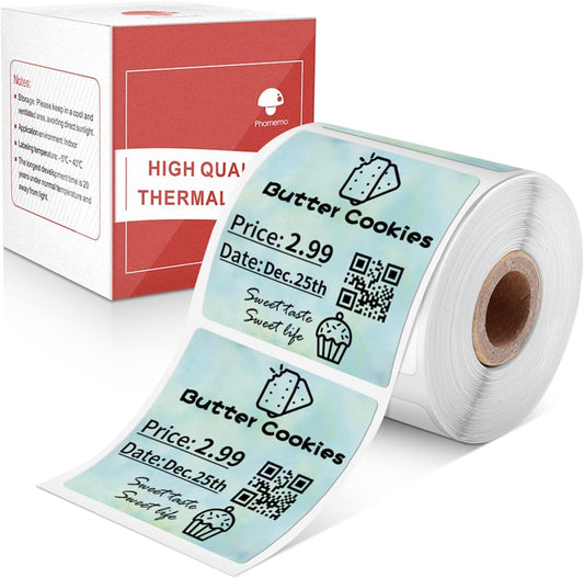 Phomemo Thermal Sticker Rectangular Label for M110/M221/M120/M200/M220, 1.97'' x 1.97''£¨50x50 mm£©Thermal Gradient Color Label for Barcode/Logo/Gift Labels/Thank You Label/Small Business/Homeuse, Green