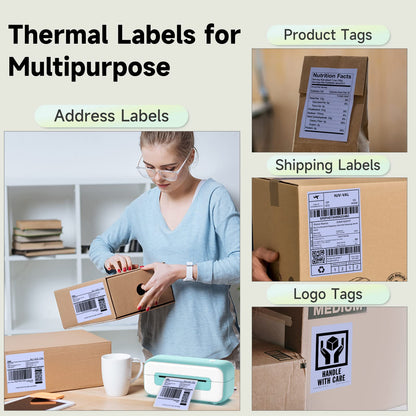 Phomemo Purple Shipping Labels- 4X6'' Thermal Shipping Labels -Fan-Fold Labels for Shipping Labels, Address Labels, Product Logo Labels, Barcode Labels, 500pcs