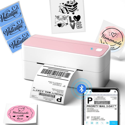 Phomemo Bluetooth Thermal Label Printer, Wireless Shipping Label Printer 4X6, Pink Barcode Label Printer for Small Business, Compatible with iPhone, Android, Amazon, Canada Post, Ebay, Shopify, UPSP