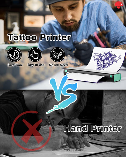 Phomemo Wireless Tattoo Stencil Printer, with Storage Case & 10 Pcs Tattoo Transfer Paper, Bluetooth Tattoo Transfer Printer for Tattoo Artists, Beginners, Compatible with Phone & PC