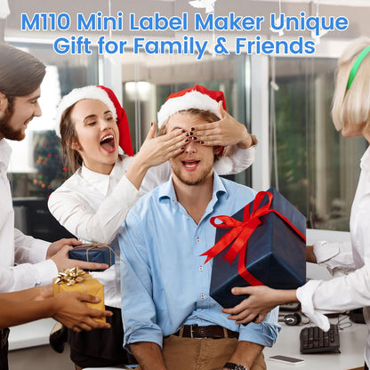 Phomemo -M110 Label Printer Portable Mini Bluetooth Thermal Label Manufacturer for Labelling, Office, Cable, Retail, Barcode and More, Compatible with Android and iOS Systems - Blue