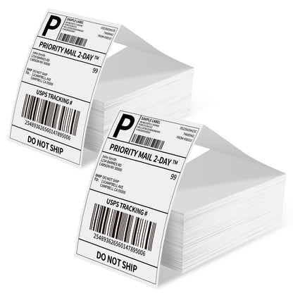 Phomemo 4x6‘' 1000 Étiquettes/pile, Étiquettes d'expédition Compatibles avec les imprimantes d'étiquettes MUNBYN, Phomemo, Étiquettes thermiques sans BPA Autocollantes pour DHL, UPS, DPD-100 x 150 mm