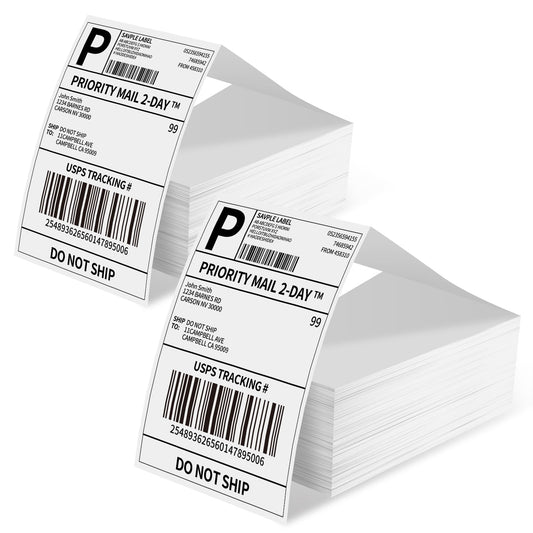 Phomemo 4x6‘' 1000 Étiquettes/pile, Étiquettes d'expédition Compatibles avec les imprimantes d'étiquettes MUNBYN, Phomemo, Étiquettes thermiques sans BPA Autocollantes pour DHL, UPS, DPD-100 x 150 mm