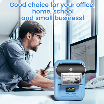 Imprimante d'¨¦tiquettes portable Phomemo M110, imprimante d'¨¦tiquettes thermique pour ¨¦tiqueteuse d'¨¦tiquettes adh¨¦sives Bluetooth, pour la vente au d¨¦tail, le commerce, le bureau - bleu