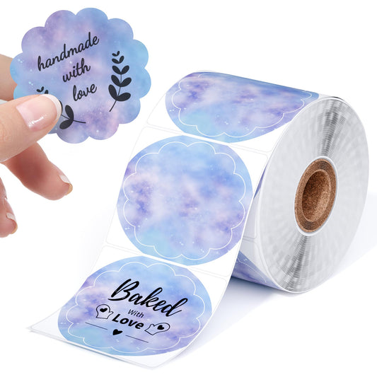 Phomemo Thermische etiketten sterrennacht kleurlabels, multifunctionele zelfklevende etiketten, 50 x 50 mm, gekleurde ronde etiketten, 500 etiketten/rol, sterrennacht-lila etiketten