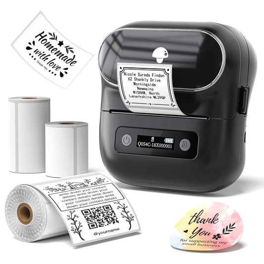 Phomemo Portable Thermal Bluetooth Label Makers - Wireless Thermal Label Printer for Address, Labeling, Mailing, File Folder Label, Office Supplies Organizing, Easy to Use, with 3 Label