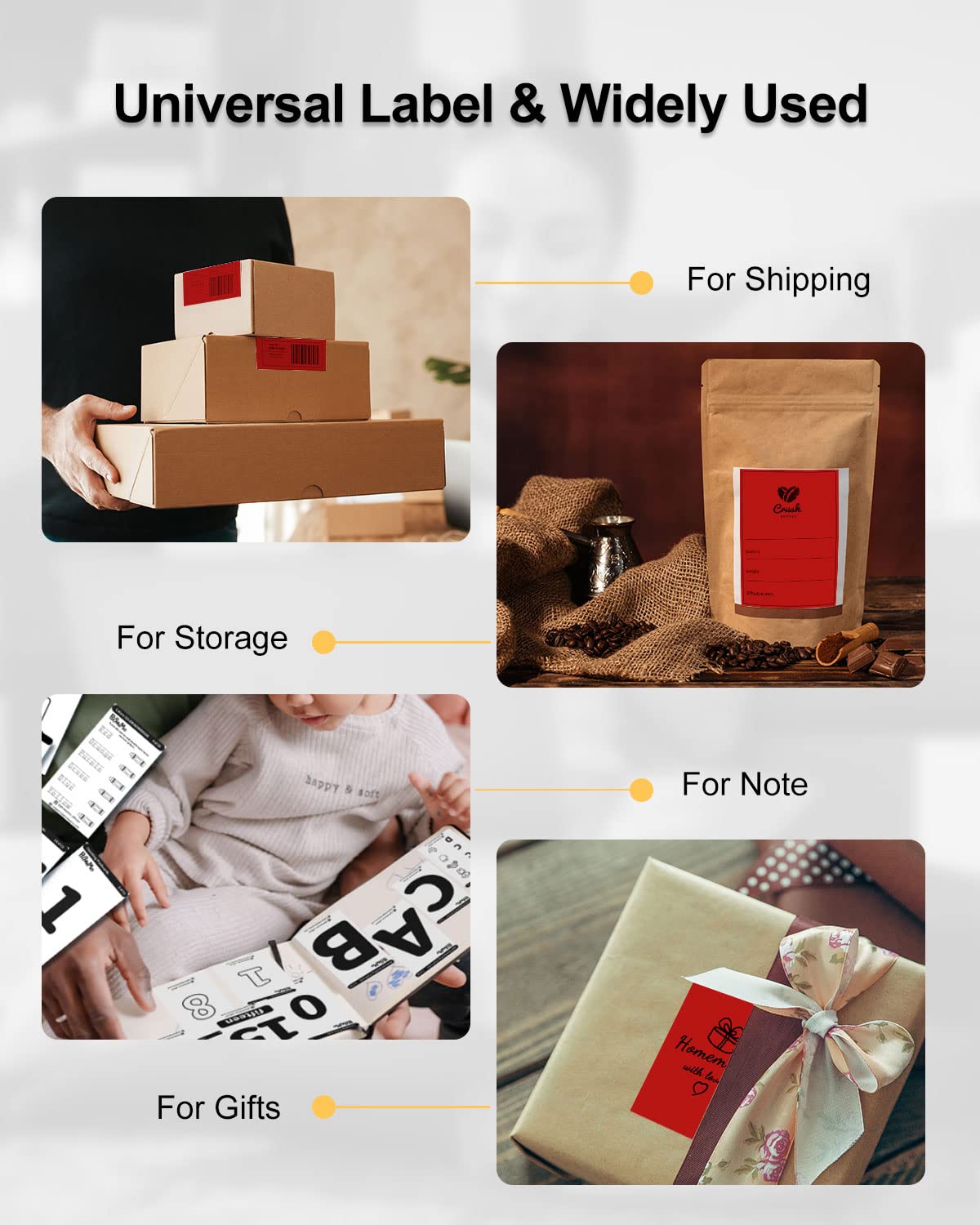 Phomemo 4x6 Thermal Label Printer Paper - 500 PCS Red 4''x6'' Fan-Fold Labels Shipping Supplies Labels - Water/Oilproof Label Stickers - Permanent Adhesive 4x6 Mailing Labels Paper for Thermal Printer