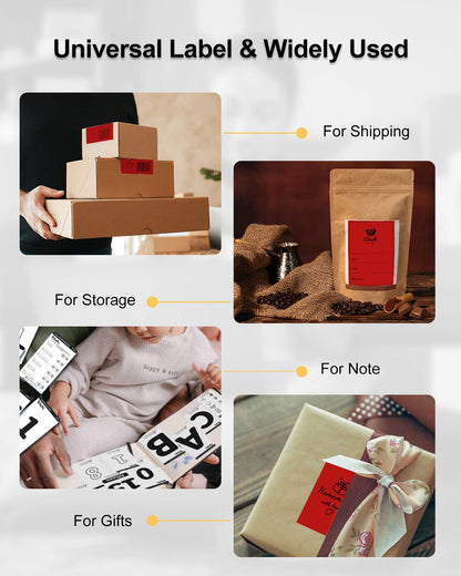 Phomemo 4x6 Thermal Label Printer Paper - 500 PCS Red 4''x6'' Fan-Fold Labels Shipping Supplies Labels - Water/Oilproof Label Stickers - Permanent Adhesive 4x6 Mailing Labels Paper for Thermal Printer
