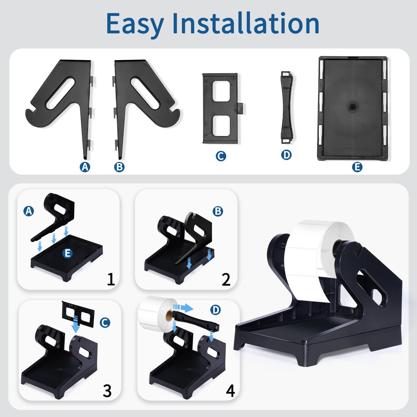 Phomemo Thermo-labelhouder 2-in-1 voor rollen en eindeloze etiketten, compatibel met Phomemo, Rollo, Asprink, iDPRT, Polono, Itari labelprinter