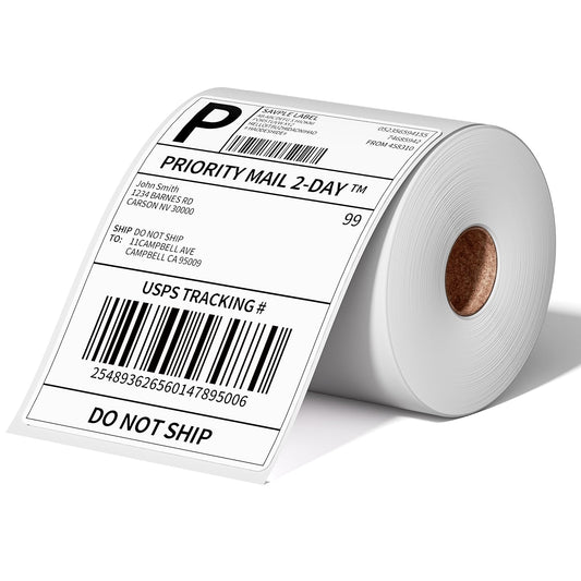 Phomemo Shipping Thermal Labels- 4''x 6'' Sticker Label for Shipping Label, Barcode Label, DIY Logo Design, Small Business, Compatible with Most of Shipping Label Printers, 500pcs/Roll