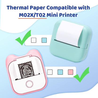 Phomemo T02/M02X/M02L Aufkleberpapier ¨C 3 Rollen selbstklebendes Thermodruckerpapier, 53 mm x 3,5 m, 20 Jahre Konservierung, Schwarz auf Gr¨¹n/Lila/Orange