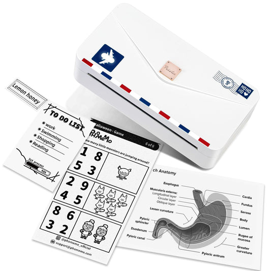 Phomemo Portable Thermal Printer M04AS 4 Inch Mini Sticker Printer Bluetooth Mobile Photo Printer, Support 15/53/80/110mm Printing Width, 300dpi, Suitable for Photos, Notes, Memo, Chritstmas Gift