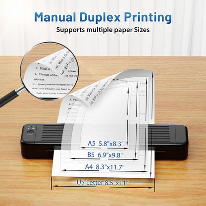 Phomemo Portable Printers Wireless for Travel, P831 Bluetooth Thermal Transfer Printer Support 8.5'' X 11'' US Letter/A4/A5/B5 Copy Paper, Mobile Inkless Printer Compatible with iOS, Android & Laptop