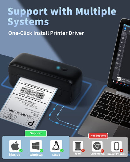 Phomemo 246S Shipping Label Printer 4x6, Commercial Direct Desktop Label Printer for Small Busines, Compatible with Amazon, Ebay, Shopify, Etsy, UPS, USPS, FedEx, DHL British Specification Plug