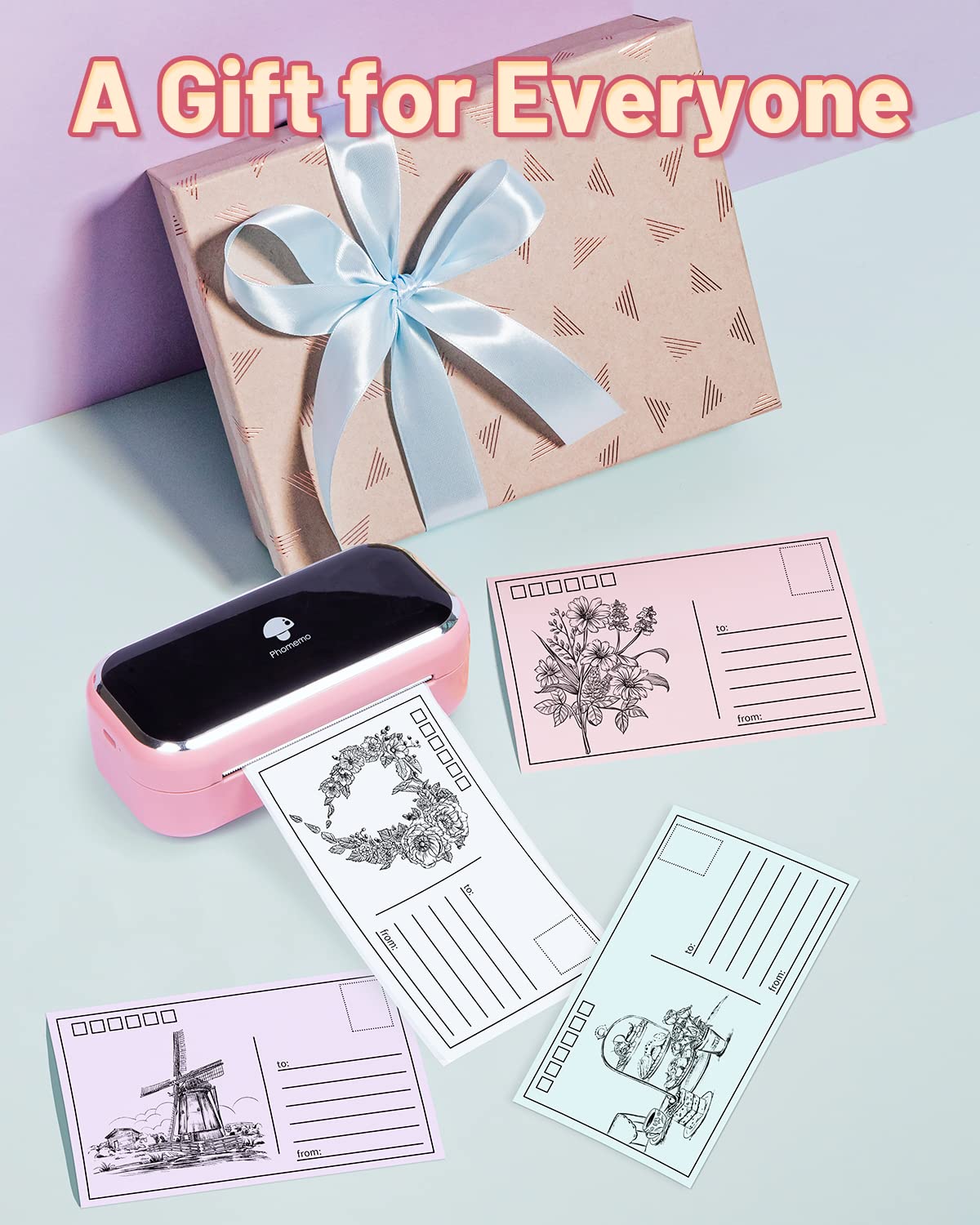 Phomemo Portable Printer,M03 80mm Mini Sticker Printer,Bluetooth Label Maker,Instant Phone Photo Printer,Compatible with Android & iOS, Labels,Study,Photos,Scrapbooking-Pink