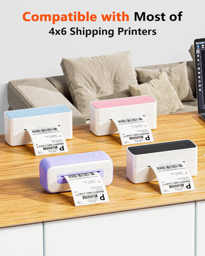 Phomemo 4x6 Thermal Direct Shipping Label, 4''x 6'' Fan-Fold Labels, Compatible with Rollo, MUNBYN, Zebra, Fargo Label Printer, 1 Pack of 500 Labels