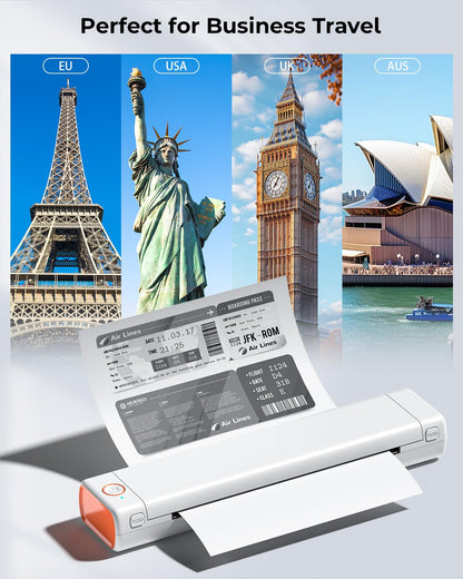 Phomemo Portable Printer - Portable Printer Wireless for Travel Compatible with iOS and Android & Laptop, Mini Bluetooth Mobile Printer Support 8.5'' X 11'' Letter Papers, Thermal Printer with 1 Case