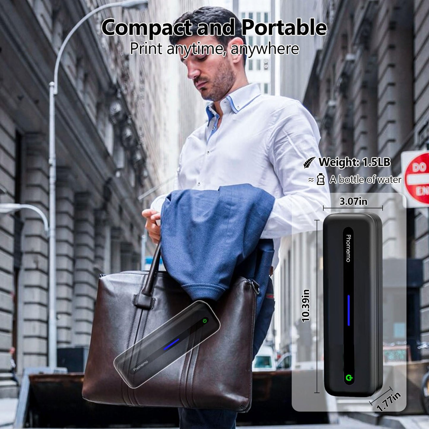 Phomemo Portable Printers Wireless for Travel, M832 Bluetooth Thermal Printer, Inkless Mobile Printer Support 8.5'' x 11'' & A4 Thermal Paper, Compatible with iPhone Android Laptop for Office Car Home