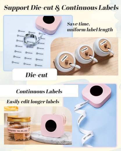Phomemo Pink Label Maker-Phomemo Q30S Bluetooh Mini Label Maker Machine Portable Label Printer for Storage/Name/Document Label,Compatible with iOS Android, Pink
