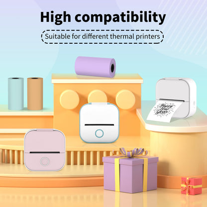 Phomemo Mint Green/Lavender Purple/Light Orange Adhesive Thermal Sticker Paper, Color Printer Paper Compatible with Phomemo M832/T02/M02 Thermal Printer, 50mm x 3.5m, Storage Time 20 Years, 3 Rolls