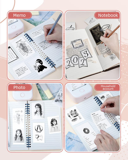 Phomemo T02/M02X/M02L Thermal Sticker Paper- Thermal Paper for Study Notes, Photo, DIY, Stickers, 2 Years Black on White Sticky Paper 50mm x3.5m, 3 Rolls