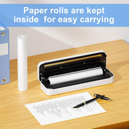 Phomemo A4 Quick-Dry Continuous Thermal Paper, 8.27''x11.69'' (210mm*297mm) Width, Black Text, 4 Rolls in Box. Compatible with Phomemo M08F/M832/M833 Portable A4 Printer. Storage for 10 Years.