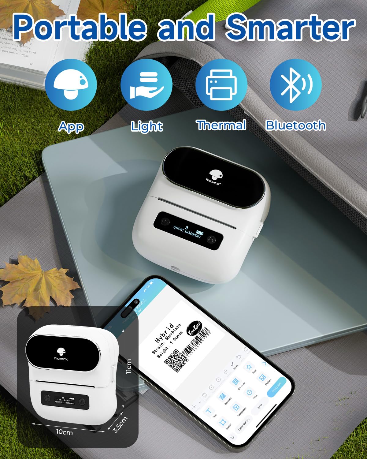 M220 Label Maker, Phomemo New Flagship 3.14 Inch Bluetooth Portable Thermal Label Printer for Barcode, Address, Labeling, Mailing, File Folder Label, Easy to Use, Support Phone&PC, With 3 Coiled Label