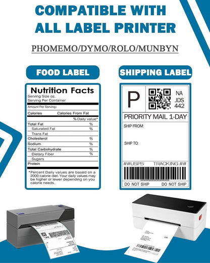 Phomemo Thermische Direct Shipping etiketten, 10,16 x 15,24 cm, zelfklevend, thermisch verzendlabelpapier, geschikt voor expresbedrijven, compatibel met desktoplabelprinters, roletiketten (500)