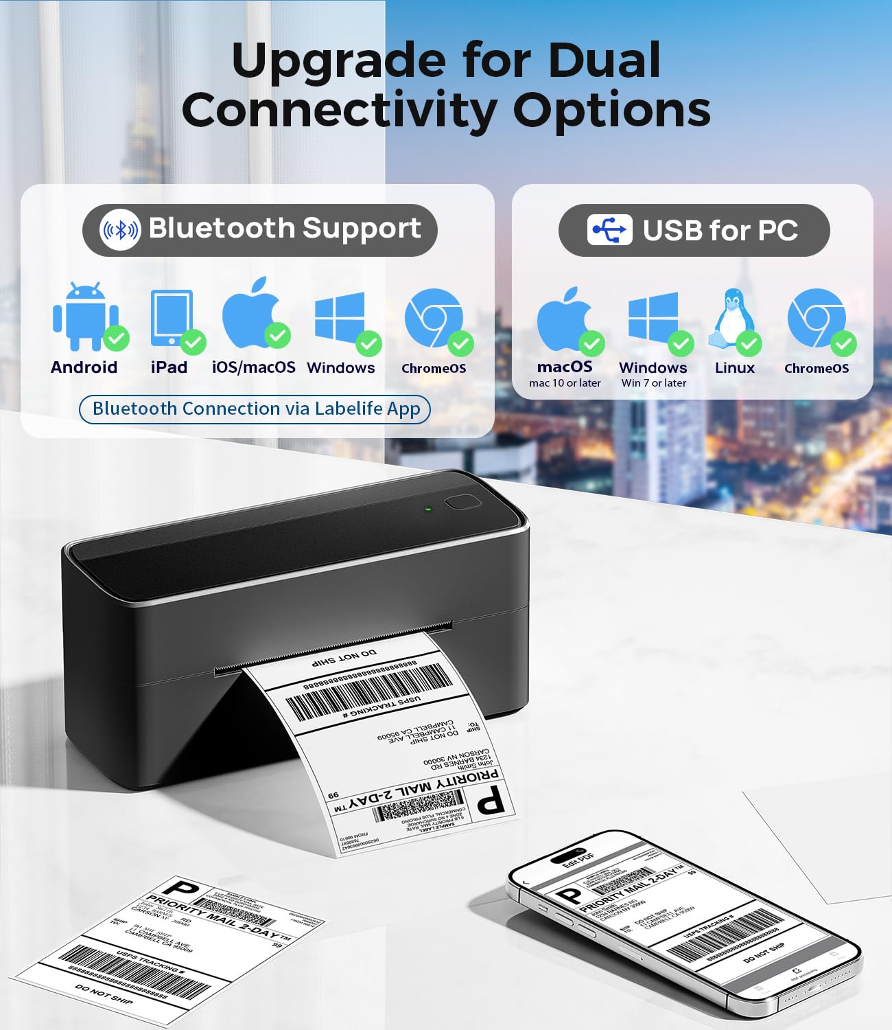 Phomemo 241BT Bluetooth Label Printer, DHL Thermal Printer 4 x 6 Label Printer, Bluetooth Labeling Device Label Printer for Barcode, Amazon, Etsy, Shopify, DHL, FedEx