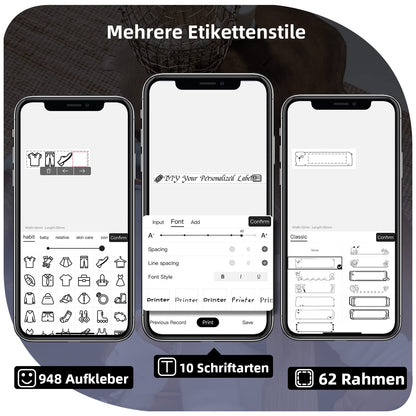 Phomemo P12 Etikettendrucker Bluetooth, Mini labelmaker Beschriftungsger?t selbstklebend, Thermo Etikettierger?t Kompatibel with iOS & Android, labeldrucker f¨¹r Zuhause und das B¨¹ro-Mattschwarz