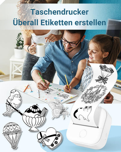 Phomemo T02 Impresora Multifuncion, Impresora Termica para Movil, Mini Printer para Teléfono y Tableta, Impresora Fotos Movil Blanco y Negro, Impresora Portatil sin Tinta para Niños