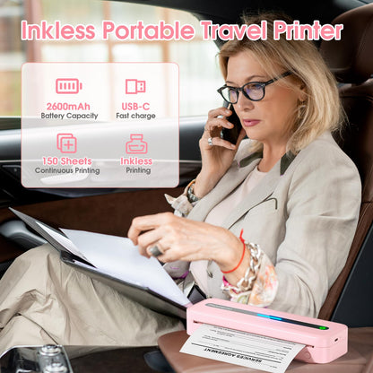 Phomemo Portable Inkless Printer, M832 Wireless Bluetooth Thermal Printer for Phone Laptop, Support 8.5''x11''/A4/4.33''/3.15''/2.08'' Thermal Paper, Travel Mobile Printer for Office Home School with Case