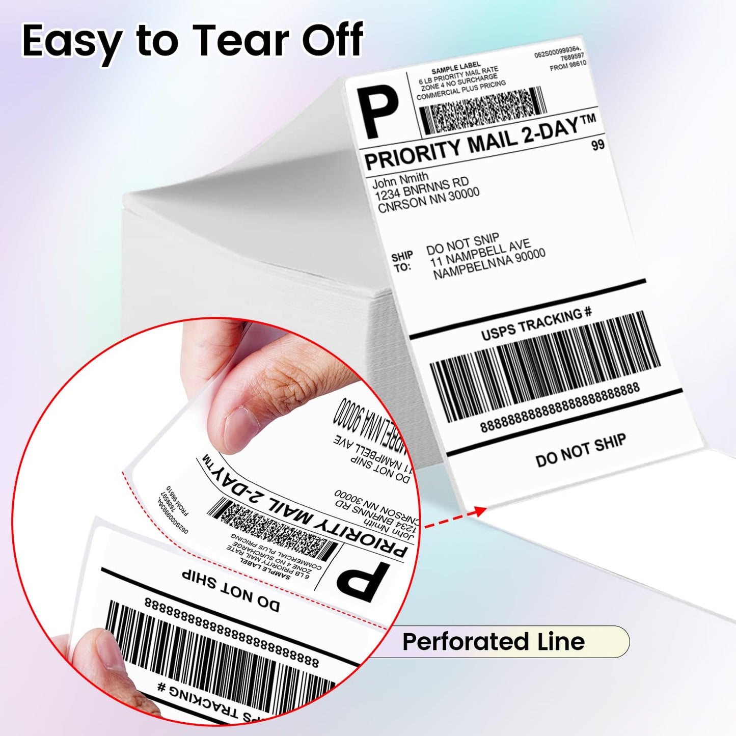 Phomemo 4''x6'' Direct Thermal Shipping Label, Pack of 500 4x6 Thermal Labels Fanfold - for Shipping Labels,Mailing,Address, Product Logo, Barcode Labels,Strong Adhesive (White)