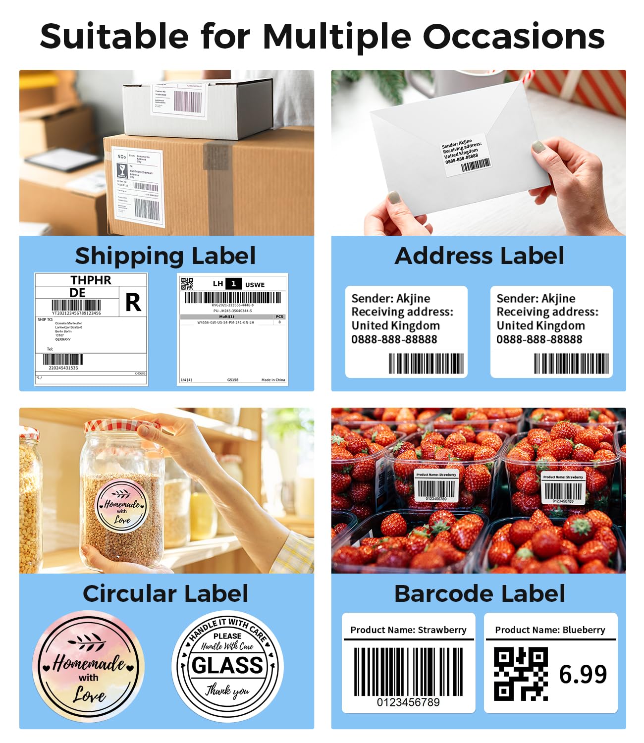 Phomemo 241BT Bluetooth Thermal Label Printer, Shipping label printer 4x6, Label Printer BLuetooth for Home, Office and Business, Thermal Printer for Hermes, Royal Mail, Amazon, Shopify, Ebay, etc