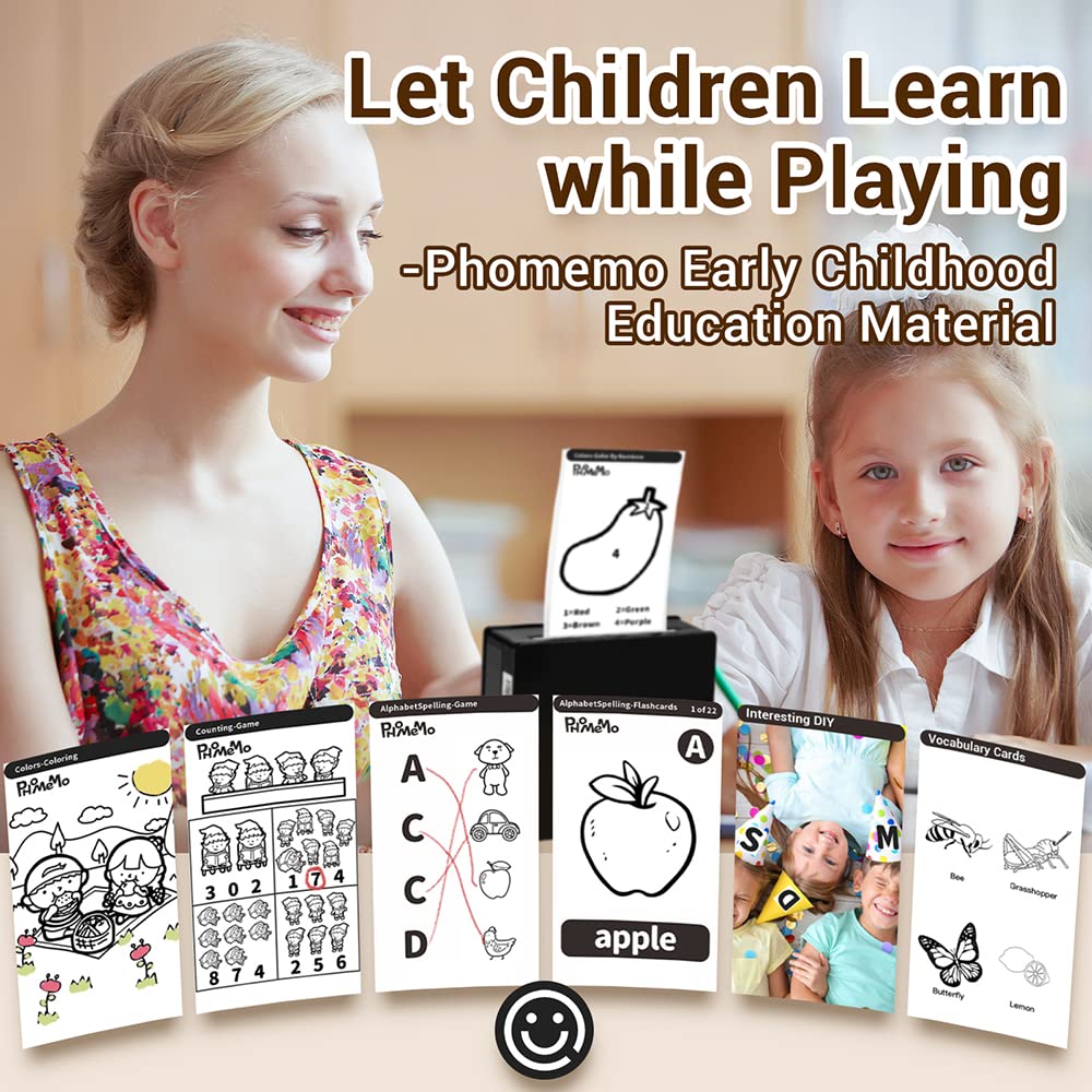 Impresora fotográfica portátil M02, Juego de 3 Rollos de Papel incluidos, Impresora térmica de Bolsillo, pequeña Impresora de Recibos Bluetooth, Compatible con Android, iPhone y iPad para niños,Negro