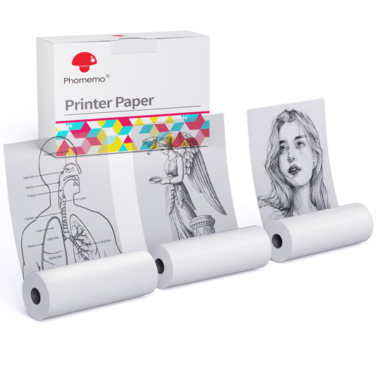 Phomemo Semi-Transparent Printer Paper (Width:53mm) Self Adhesive Sticker Printer Rolls For Phomemo M02 M02S M02-Pro M03 Sticker Manufacturer, 3-in-1 Set