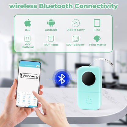 Phomemo D30 Label Maker Machine Thermal Bluetooth Label Printer with 3 Rolls Label,Mini Sticker Maker Machine,Wireless Label Maker For Home, Office, School, For Android & IOS Smart Devices - Green