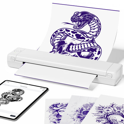 Phomemo White Tattoo Stencil Printer, M08F Bluetooth Stencil Printer for Tattooing, Tattoo Transfer Printer Kit with 10PCS Transfer Paper, Wireless Tattoo Machine for Tattoo Artists & Beginners