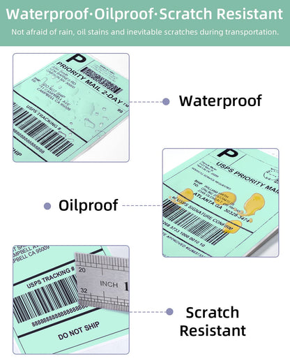 Phomemo 10x15 cm (4x6'') thermische printerlabel, thermisch direct verzendlabel, verpakkingslabel, compatibel met Rollo Dymo Phomemo en andere 4x6'' labelprinters, 500 4x6'' fanfold labels, groen