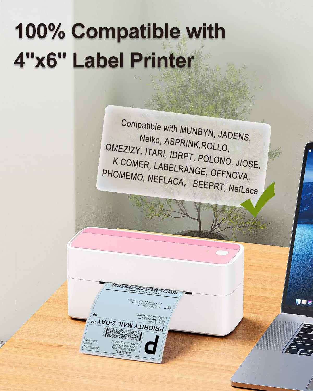 Phomemo Thermal Direct Shipping Label - 4'' x 6'' Fan-Fold Labels, 500 pcs, Permanent Adhesive, Commercial Grade Postage Thermal Labels - Blue
